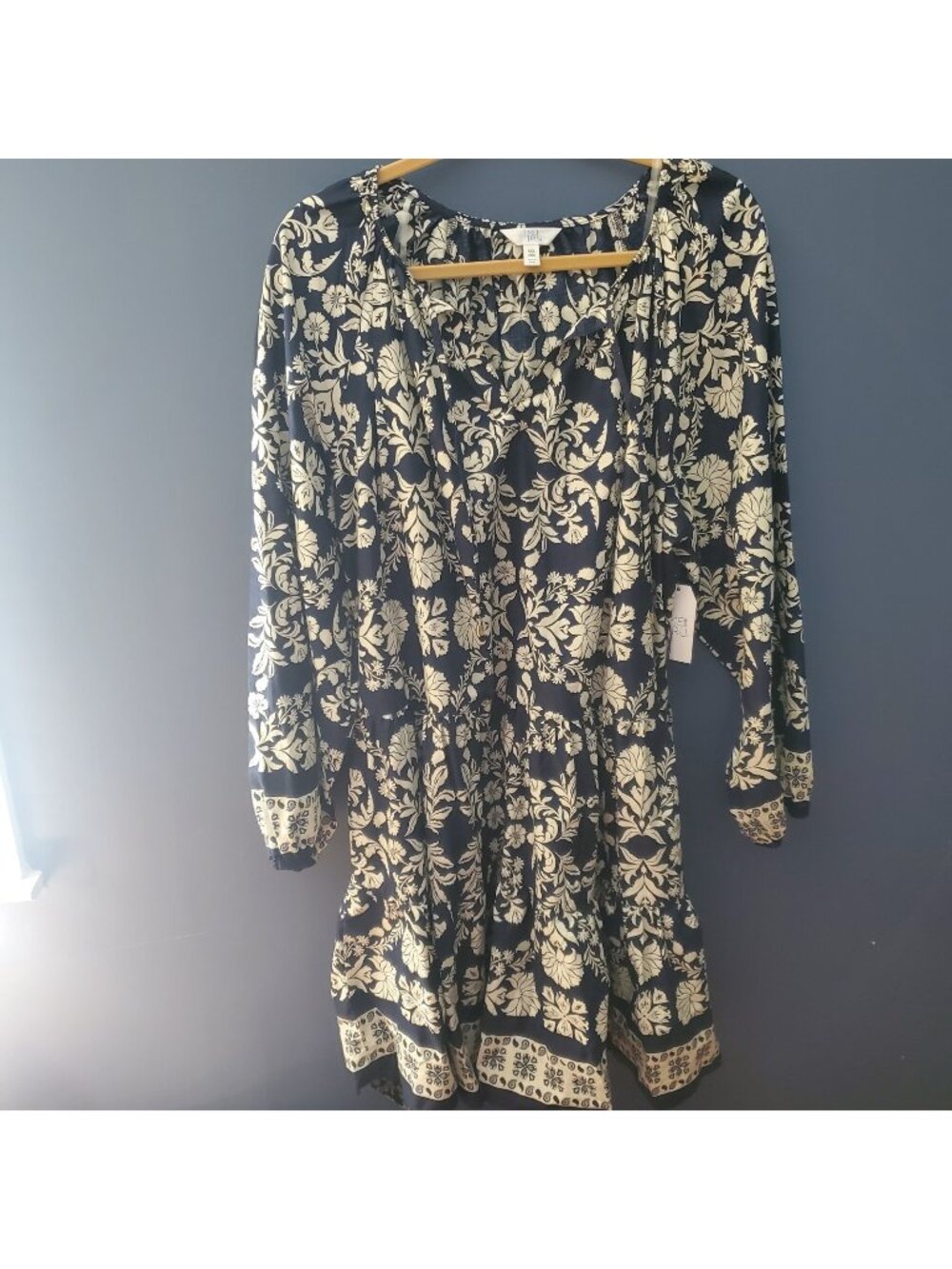 Women’s Time And Tru New with Tags Blue And White Floral Belted Boho Dress